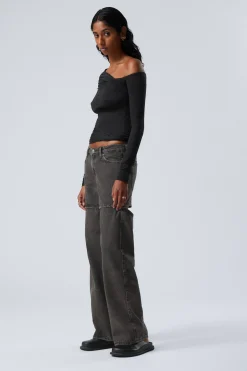 Weekday AMPLE LOW LOOSE CUT JEANS black tie Store