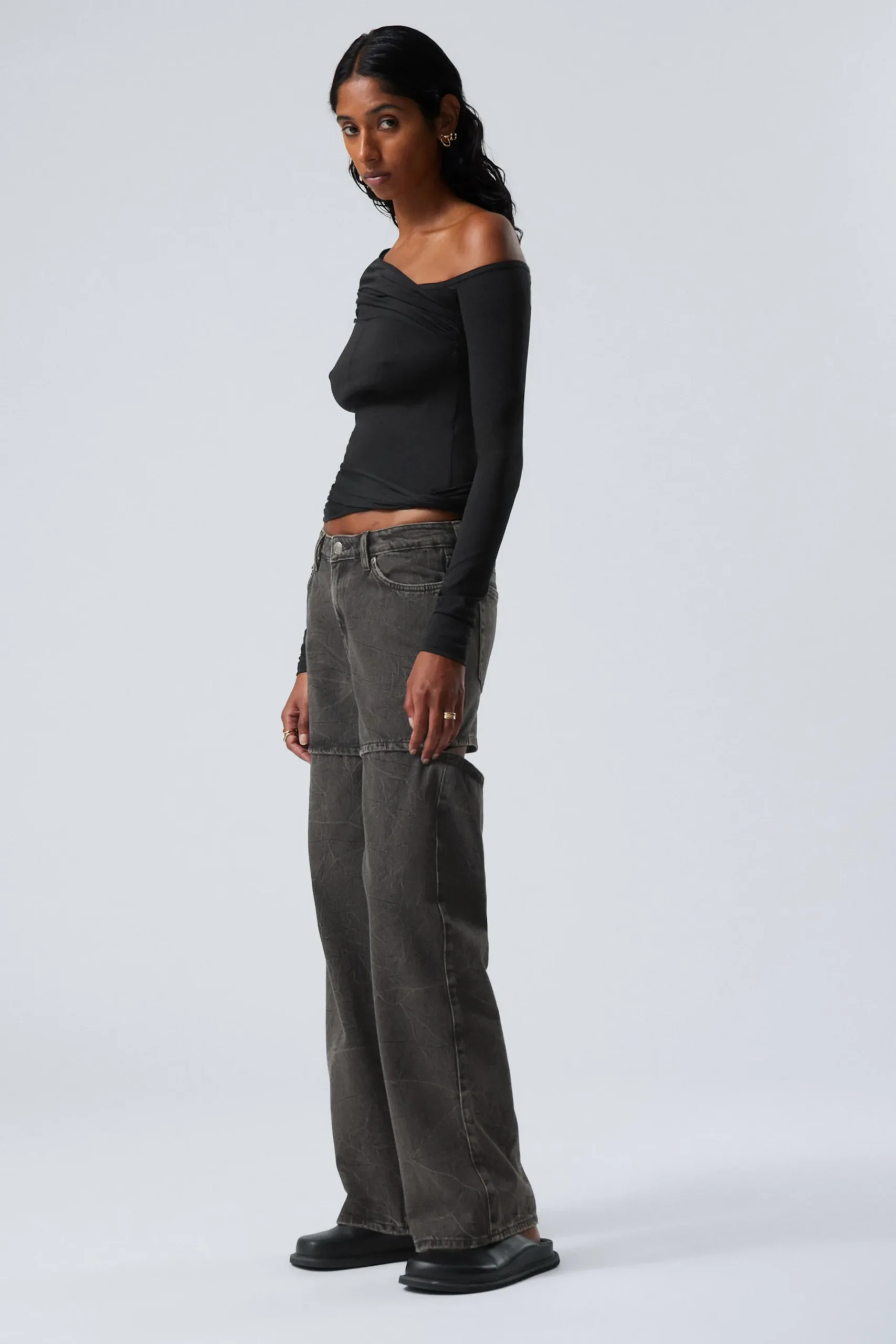 Weekday AMPLE LOW LOOSE CUT JEANS black tie Store