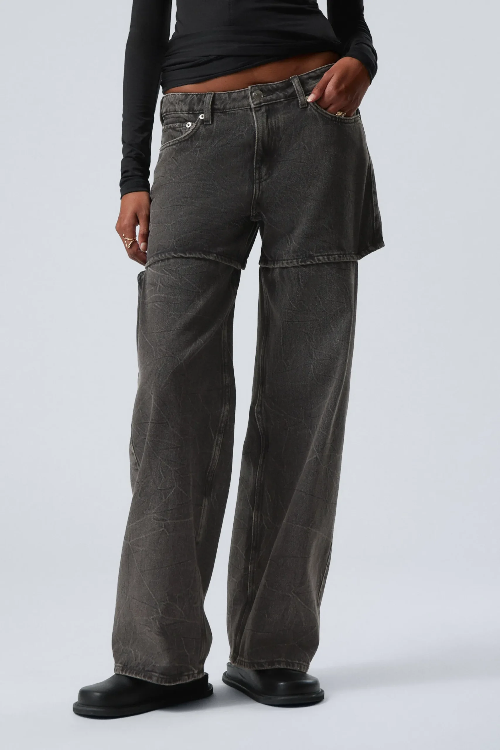 Weekday AMPLE LOW LOOSE CUT JEANS black tie Store