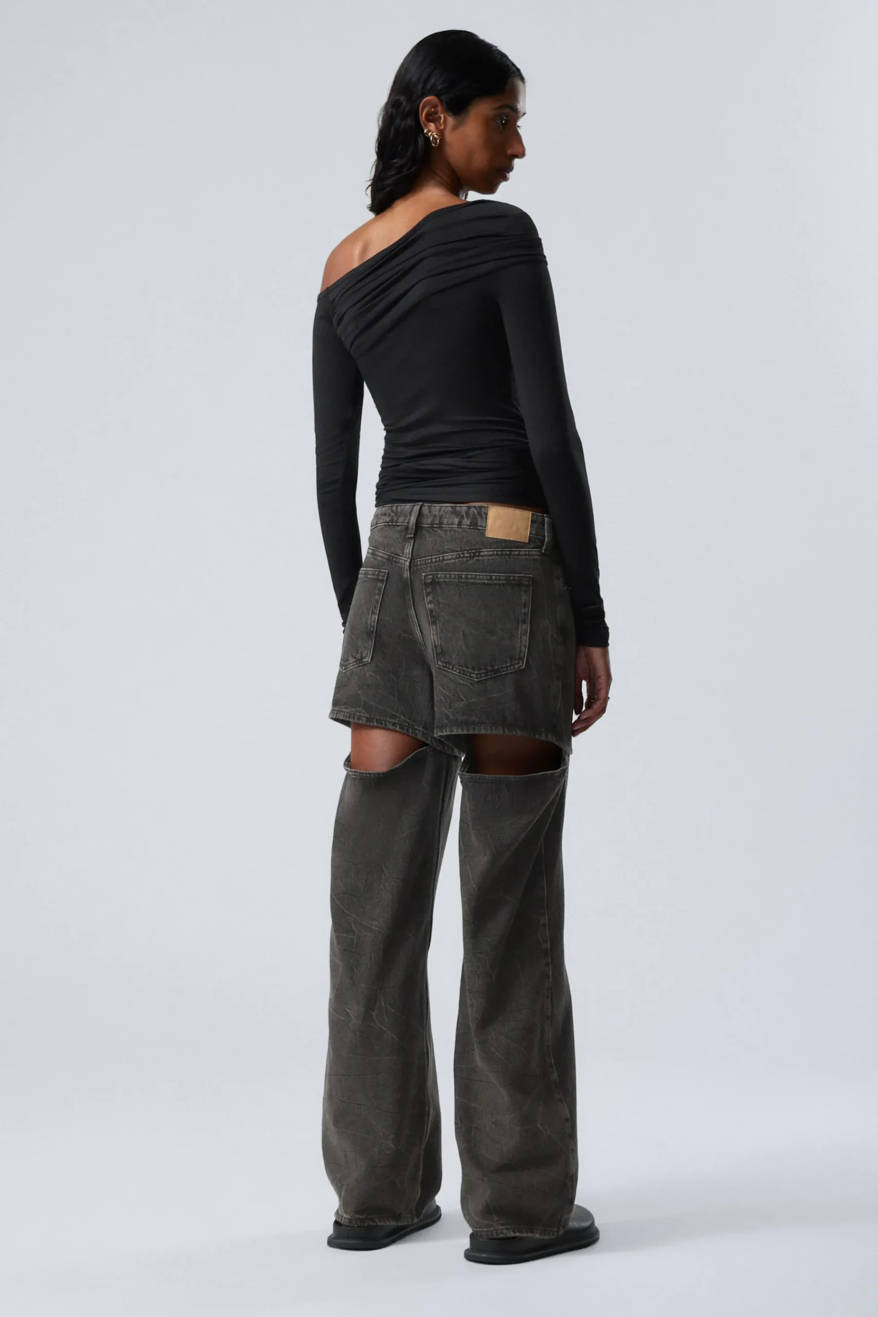 Weekday AMPLE LOW LOOSE CUT JEANS black tie Store