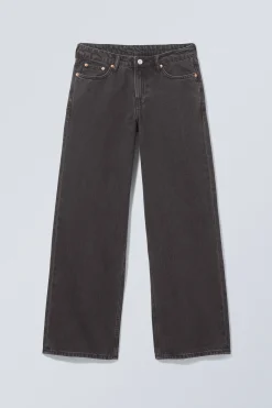 Weekday AMPLE LOW RISE LOOSE WIDE LEG JEANS ink black black Clearance