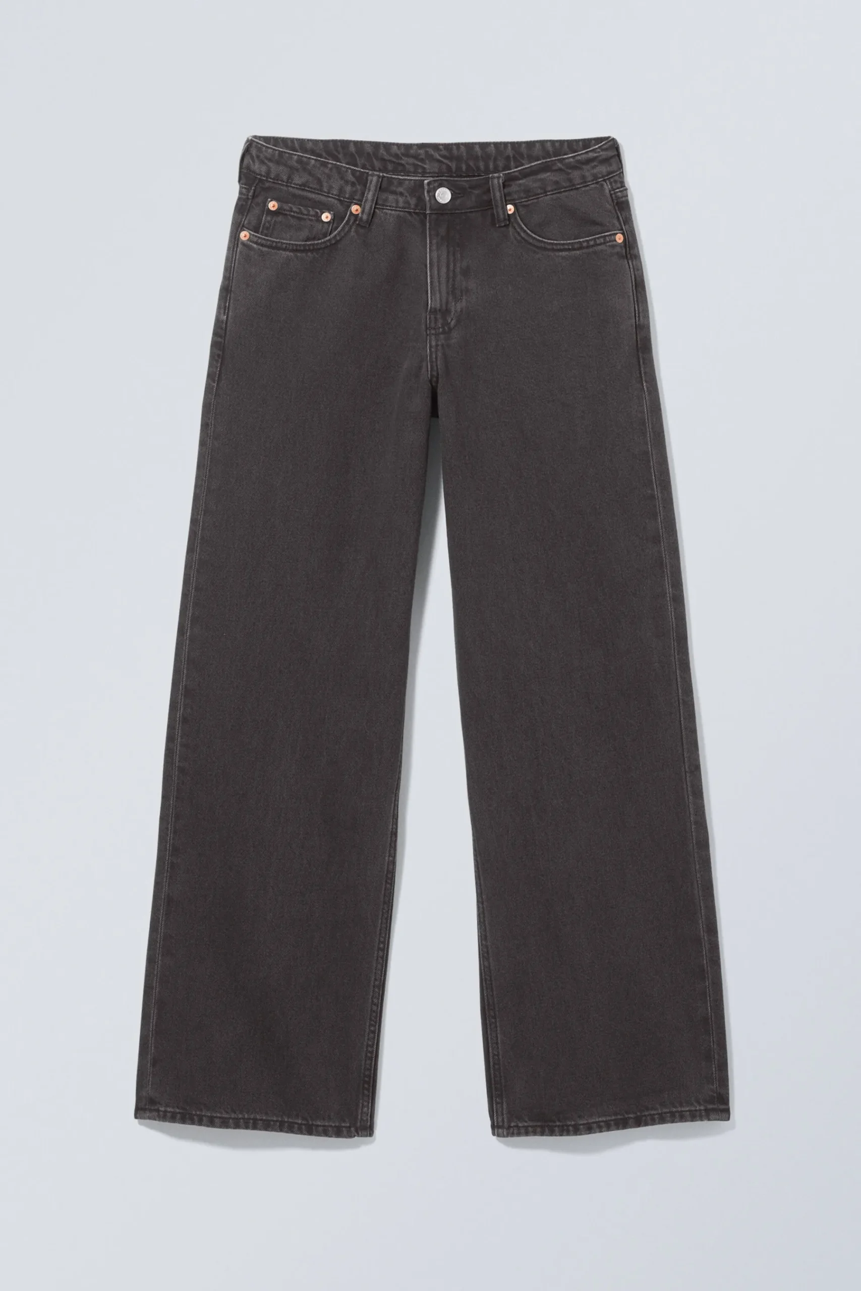 Weekday AMPLE LOW RISE LOOSE WIDE LEG JEANS ink black black Clearance