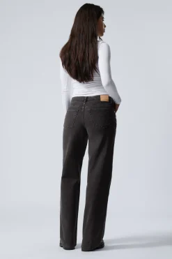 Weekday AMPLE LOW RISE LOOSE WIDE LEG JEANS ink black black Clearance