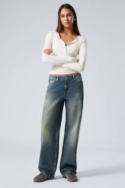 Weekday AMPLE LOW RISE LOOSE WIDE LEG JEANS steel blue medium blue Store