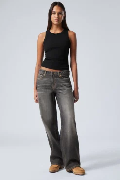 Weekday AMPLE LOW RISE LOOSE WIDE LEG JEANS ash black black Flash Sale