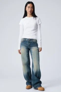 Weekday AMPLE LOW RISE LOOSE WIDE LEG JEANS gasoline blue medium blue Sale