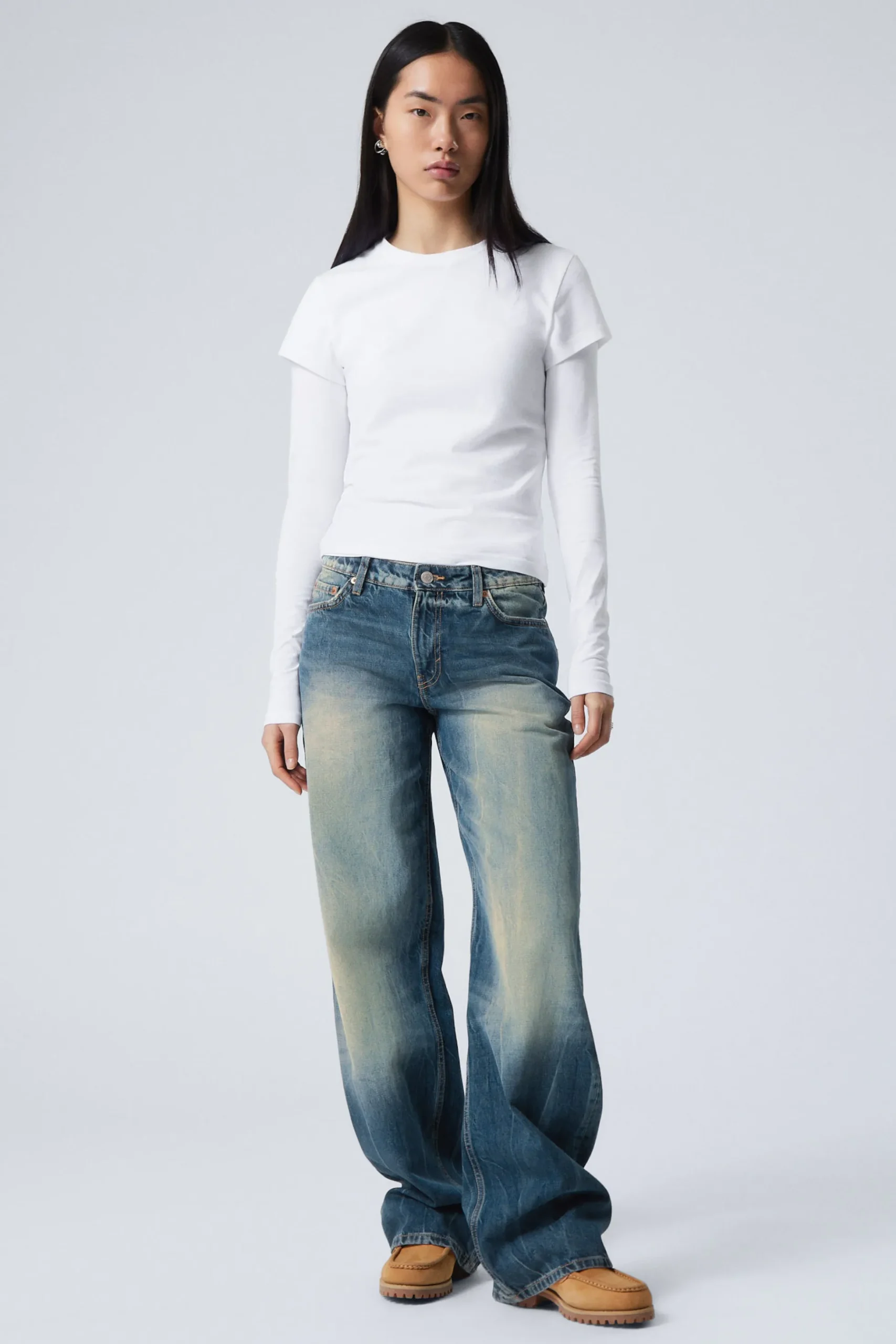 Weekday AMPLE LOW RISE LOOSE WIDE LEG JEANS gasoline blue medium blue Sale