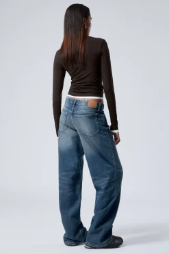 Weekday AMPLE LOW RISE LOOSE WIDE LEG JEANS mine blue medium blue Online