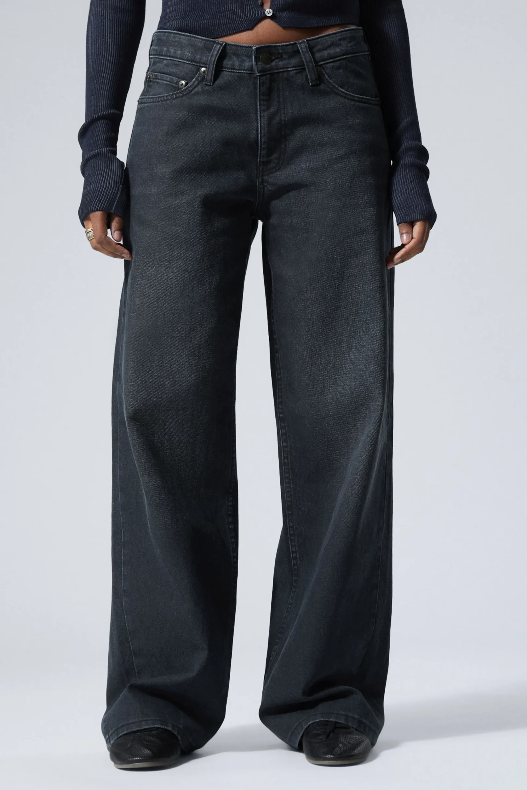 Weekday AMPLE LOW RISE LOOSE WIDE LEG JEANS blue layer Sale
