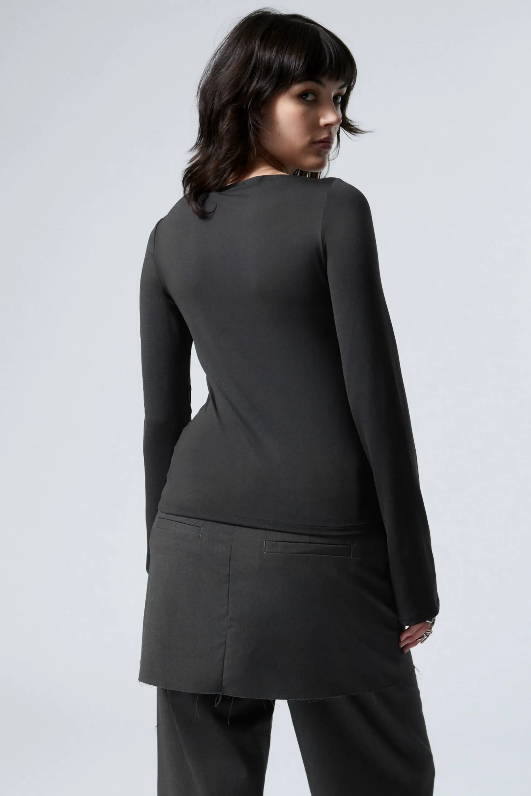 Weekday ANNIE LONG-SLEEVED BOAT-NECK TOP black Flash Sale