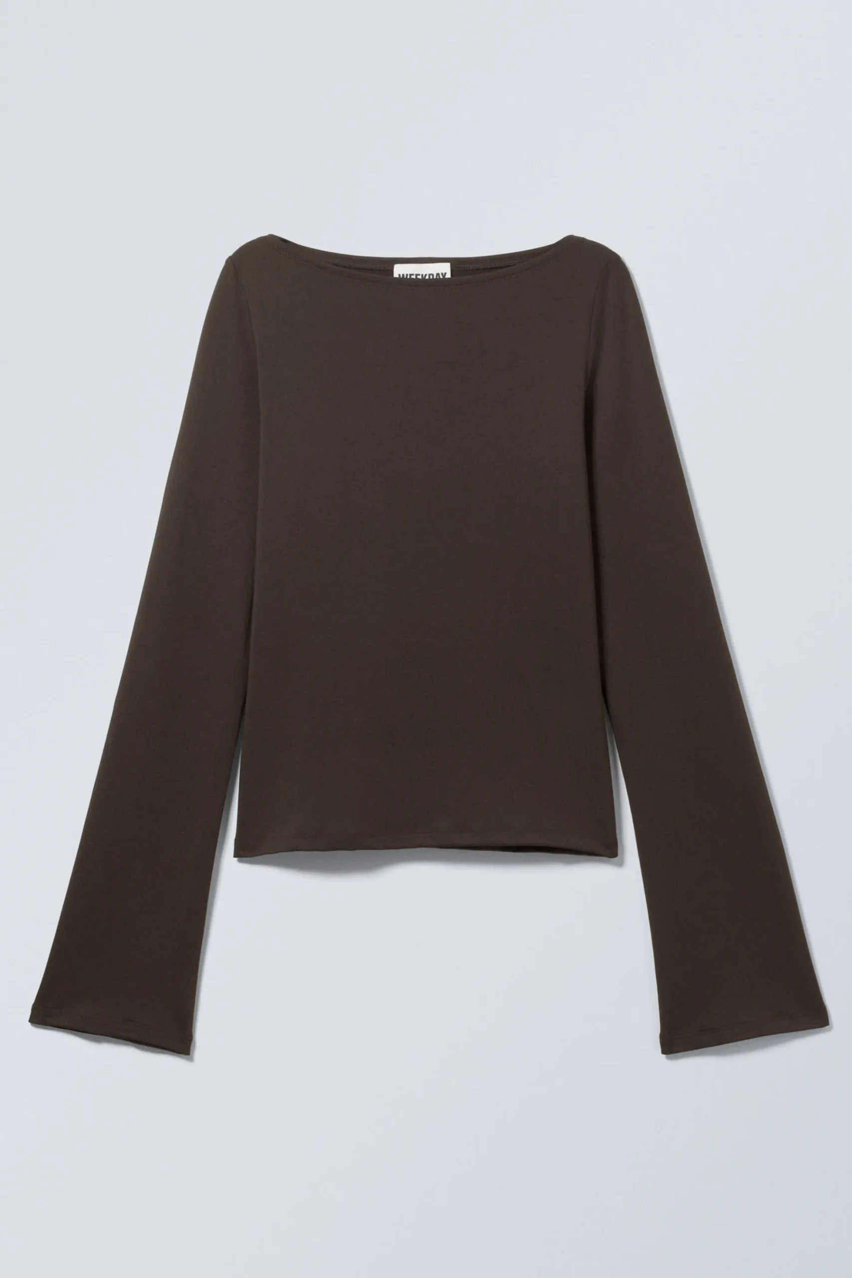 Weekday ANNIE LONG-SLEEVED BOAT-NECK TOP dark brown Hot