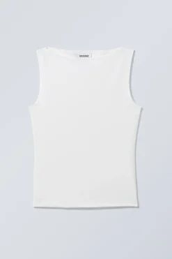 Weekday ANNIE SLEEVELESS BOAT-NECK TOP white Hot