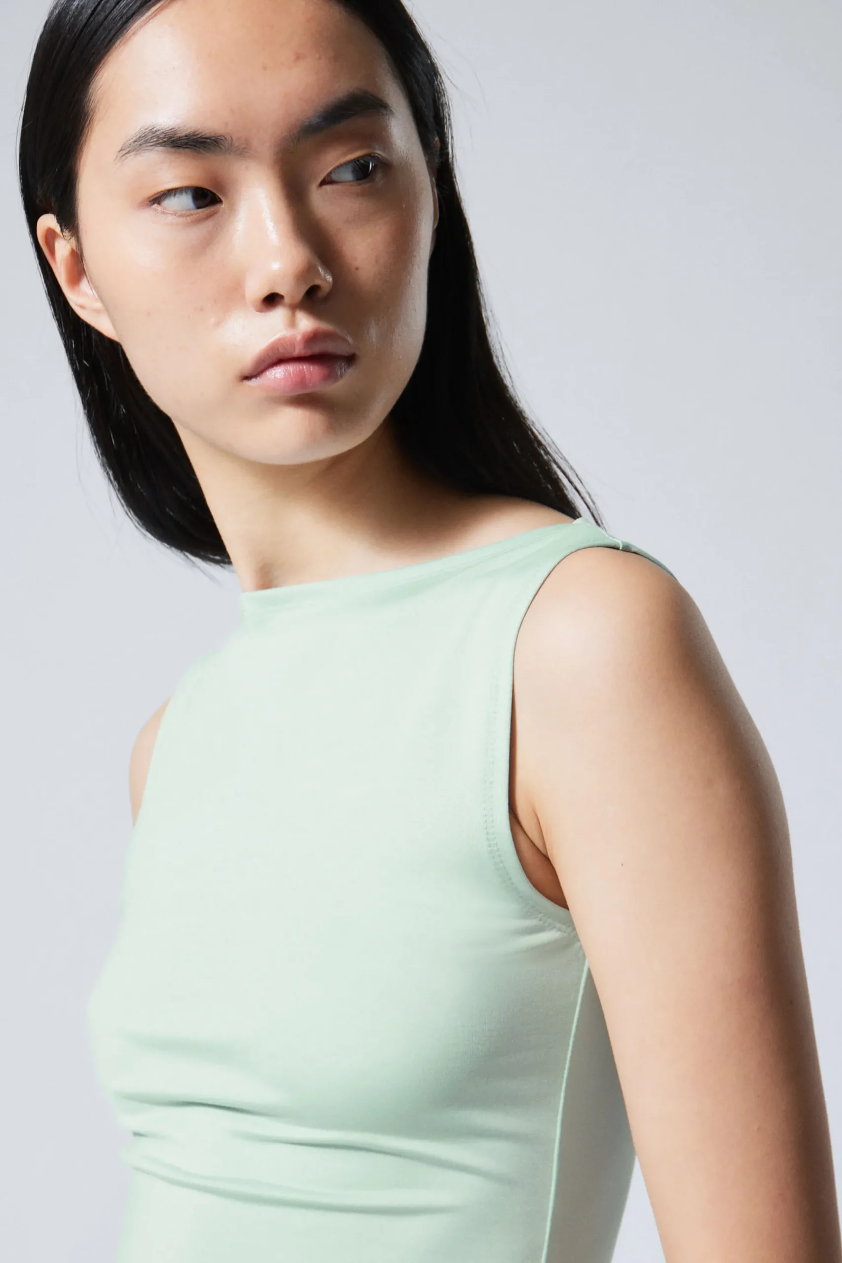 Weekday ANNIE SLEEVELESS BOAT-NECK TOP light turquoise Best