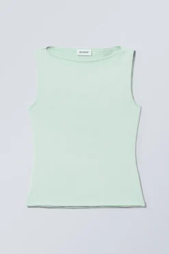 Weekday ANNIE SLEEVELESS BOAT-NECK TOP light turquoise Best