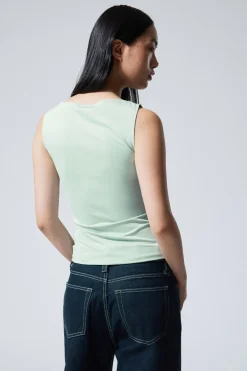 Weekday ANNIE SLEEVELESS BOAT-NECK TOP light turquoise Best