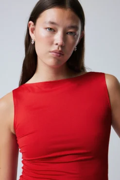 Weekday ANNIE SLEEVELESS BOAT-NECK TOP red Cheap