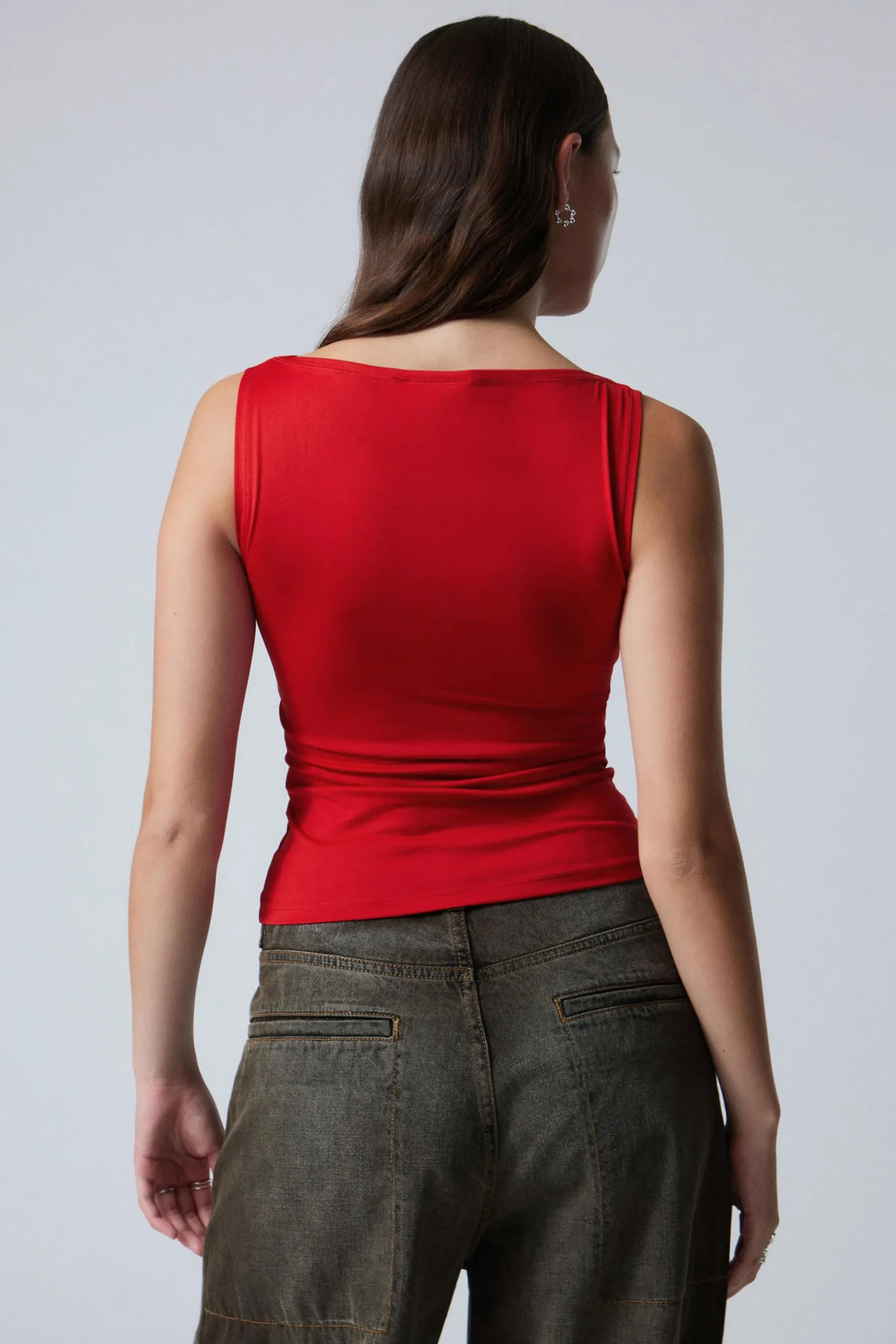 Weekday ANNIE SLEEVELESS BOAT-NECK TOP red Cheap