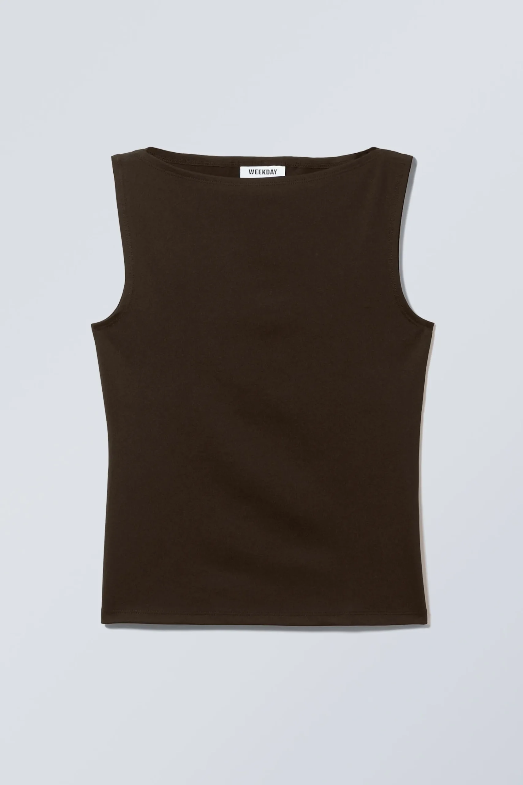 Weekday ANNIE SLEEVELESS BOAT-NECK TOP dark brown New