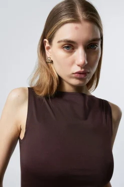 Weekday ANNIE SLEEVELESS BOAT-NECK TOP dark plum Cheap