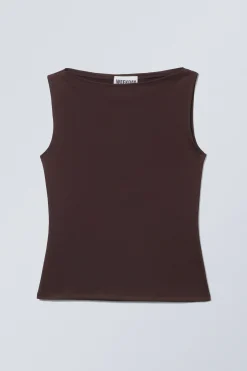 Weekday ANNIE SLEEVELESS BOAT-NECK TOP dark plum Cheap