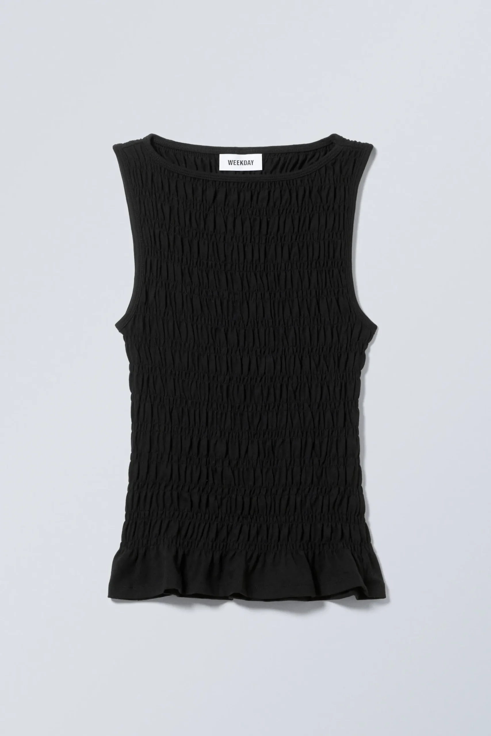 Weekday ANNIE SMOCKED BOAT-NECK TOP black New