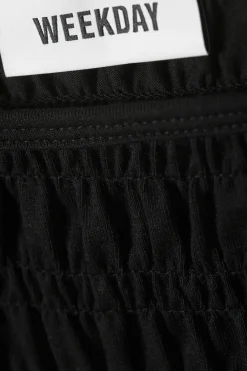Weekday ANNIE SMOCKED BOAT-NECK TOP black New