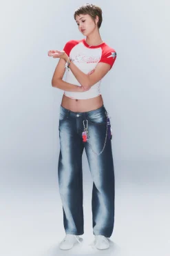 Weekday ANTI LOW WAIST REGULAR STRAIGHT JEANS blue spray Store