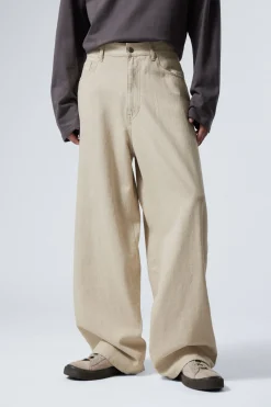 Weekday ASTRO BAGGY LINEN BLEND TROUSERS ecru Discount