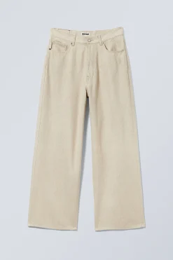 Weekday ASTRO BAGGY LINEN BLEND TROUSERS ecru Discount