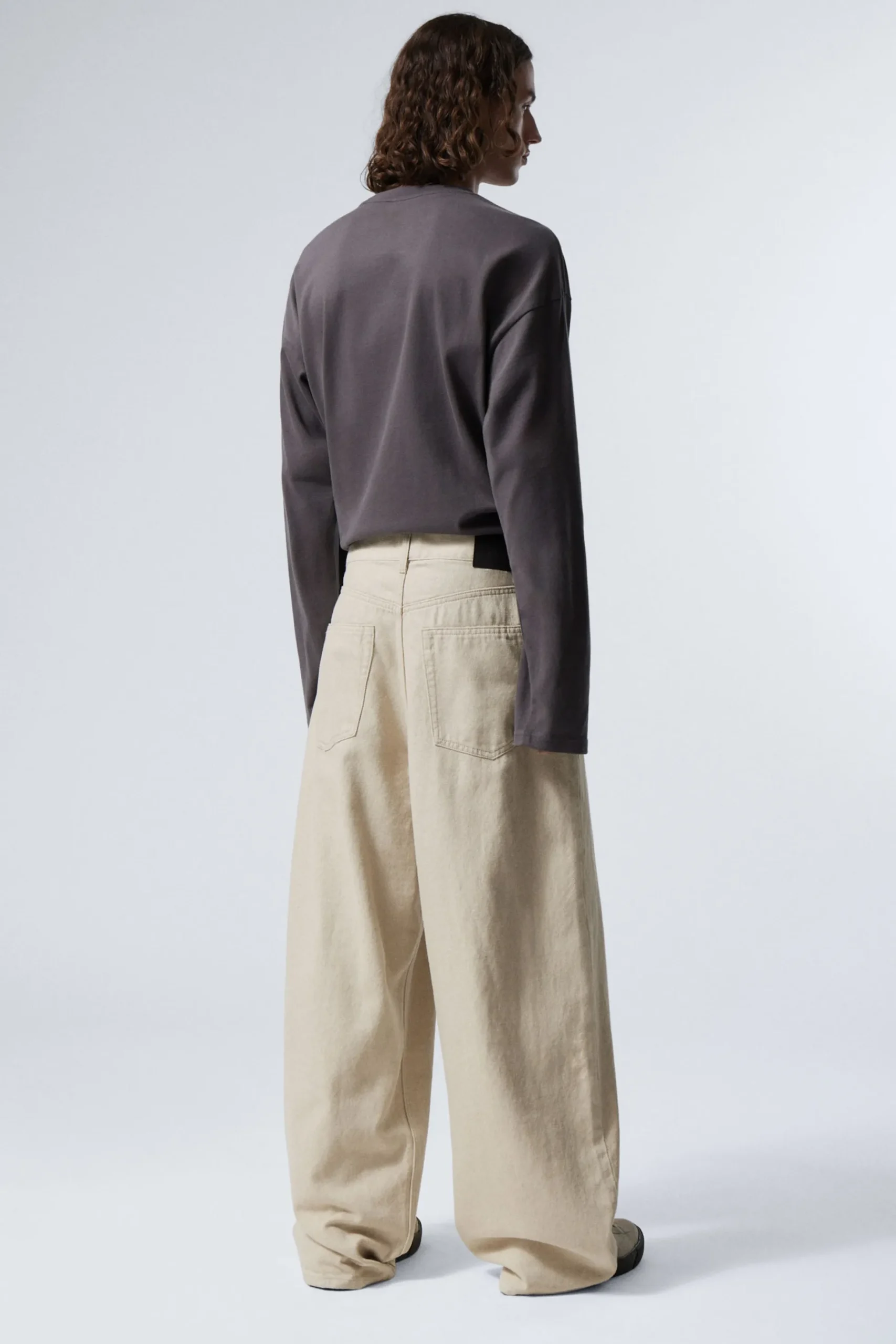 Weekday ASTRO BAGGY LINEN BLEND TROUSERS ecru Discount