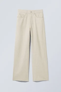 Weekday ASTRO BAGGY LINEN BLEND TROUSERS ecru Flash Sale