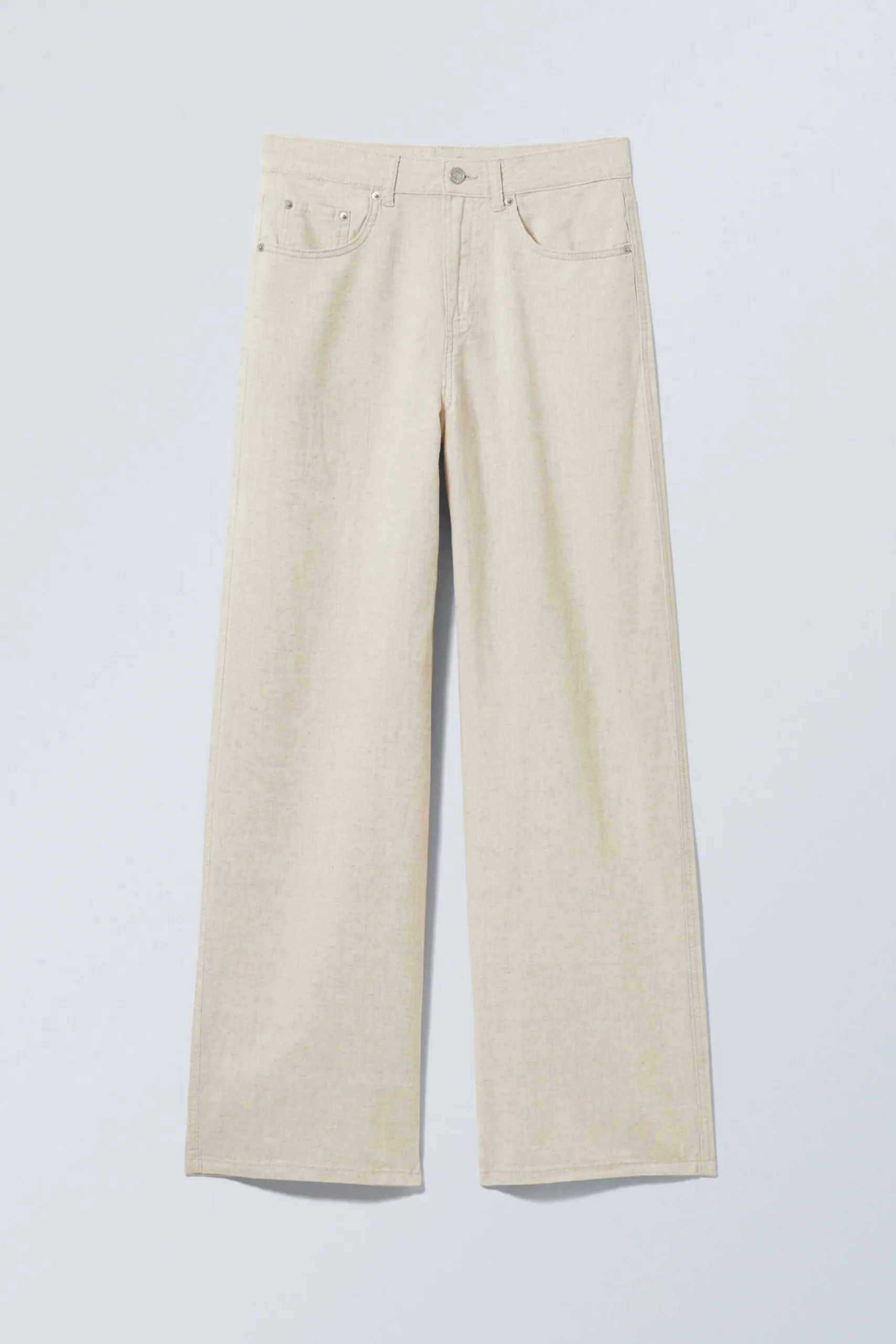 Weekday ASTRO BAGGY LINEN BLEND TROUSERS ecru Flash Sale