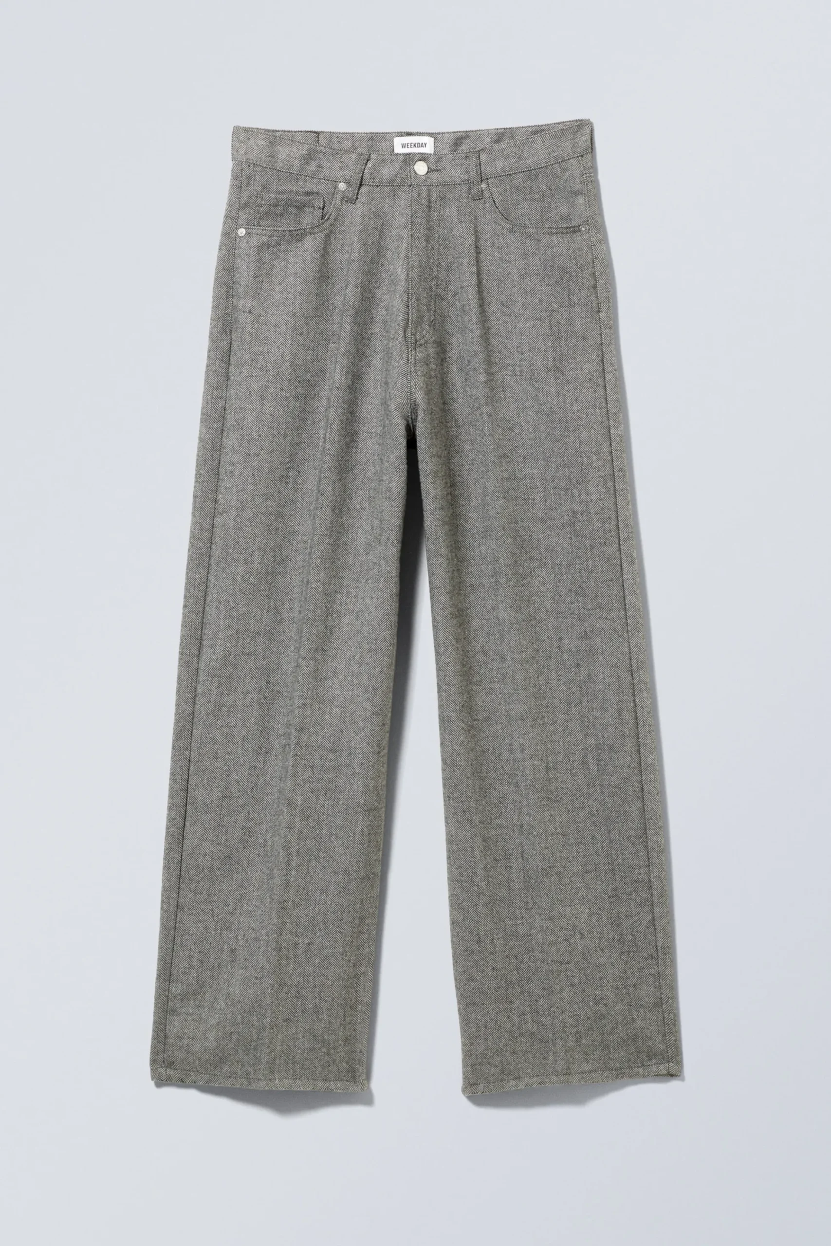 Weekday ASTRO LOOSE BAGGY HERRINGBONE TROUSERS dark grey Outlet