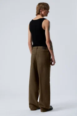 Weekday ASTRO LOOSE BAGGY HERRINGBONE TROUSERS mole dark Discount