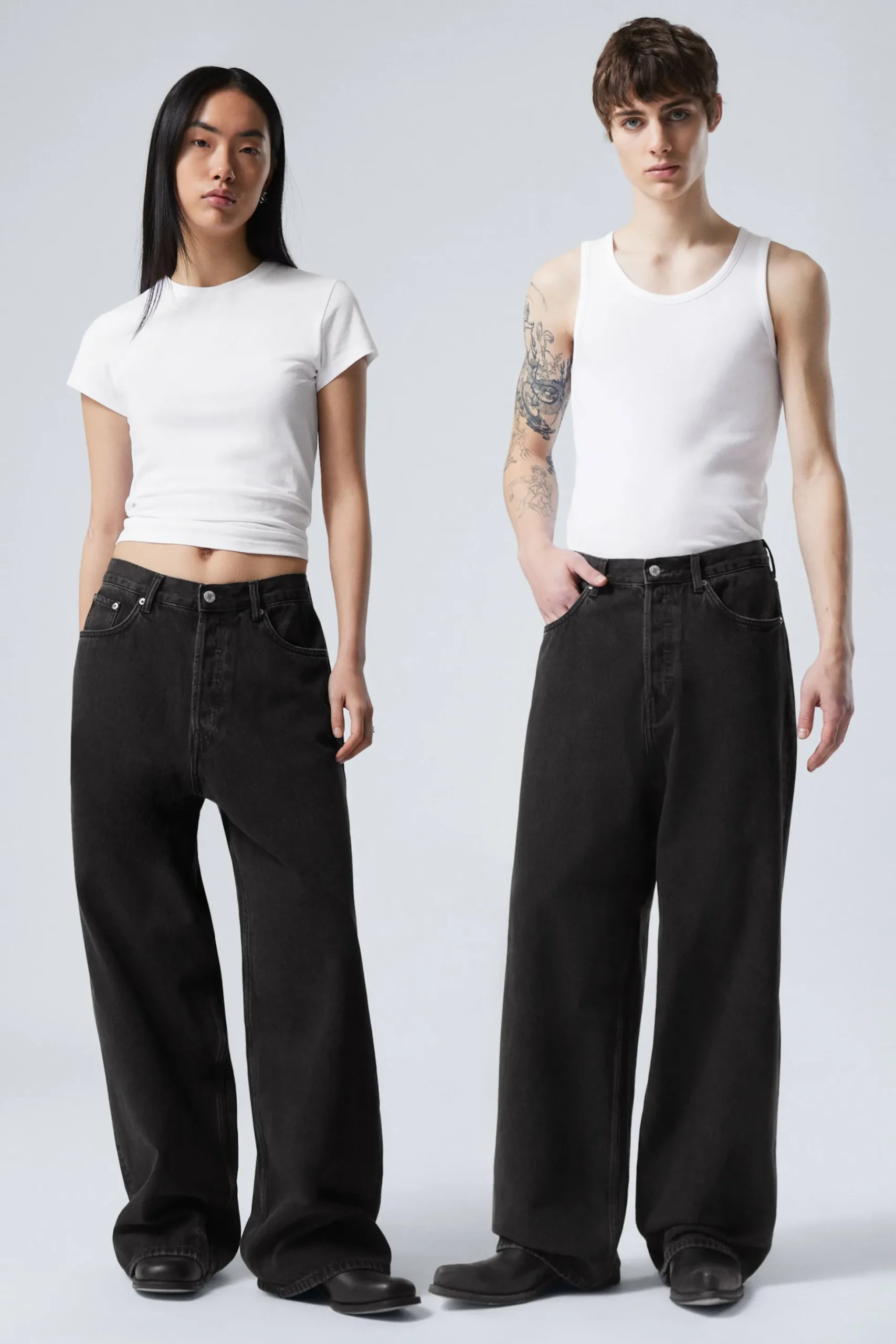 Weekday ASTRO LOOSE BAGGY LEG JEANS tuned black black Online