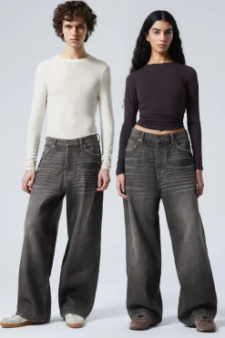 Weekday ASTRO LOOSE BAGGY LEG JEANS ash black black Hot