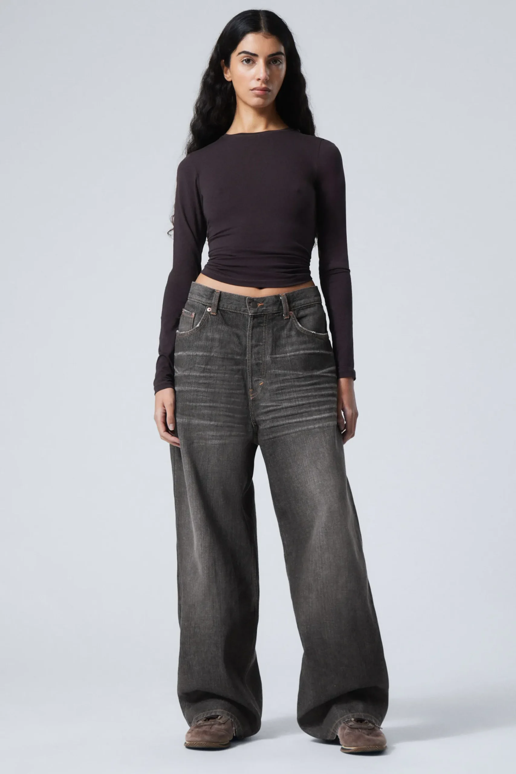 Weekday ASTRO LOOSE BAGGY LEG JEANS ash black black Hot
