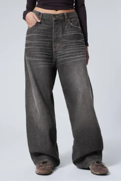 Weekday ASTRO LOOSE BAGGY LEG JEANS ash black black Hot