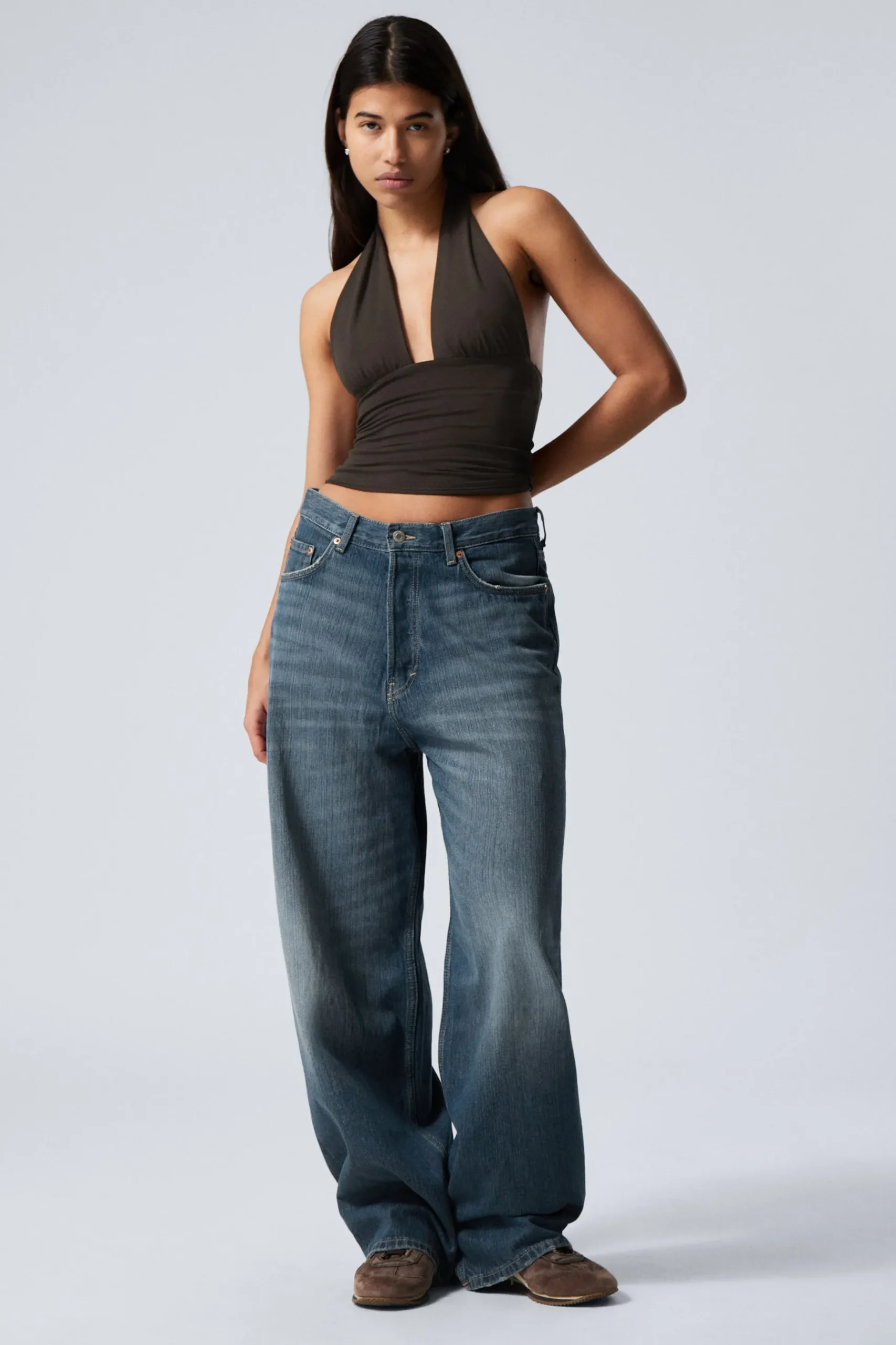 Weekday ASTRO LOOSE BAGGY LEG JEANS mine blue medium blue Cheap