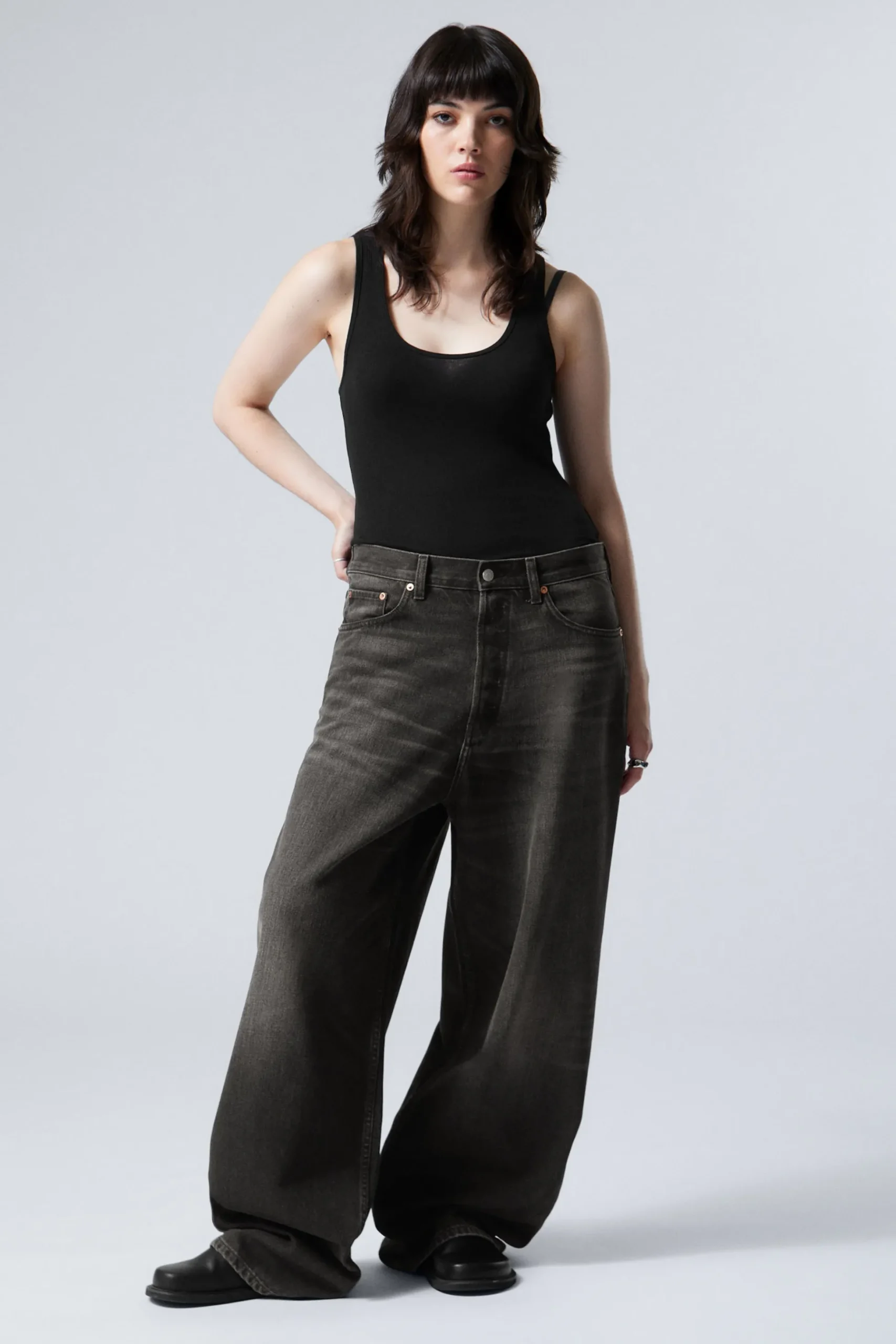 Weekday ASTRO LOOSE BAGGY LEG JEANS deep night black Cheap