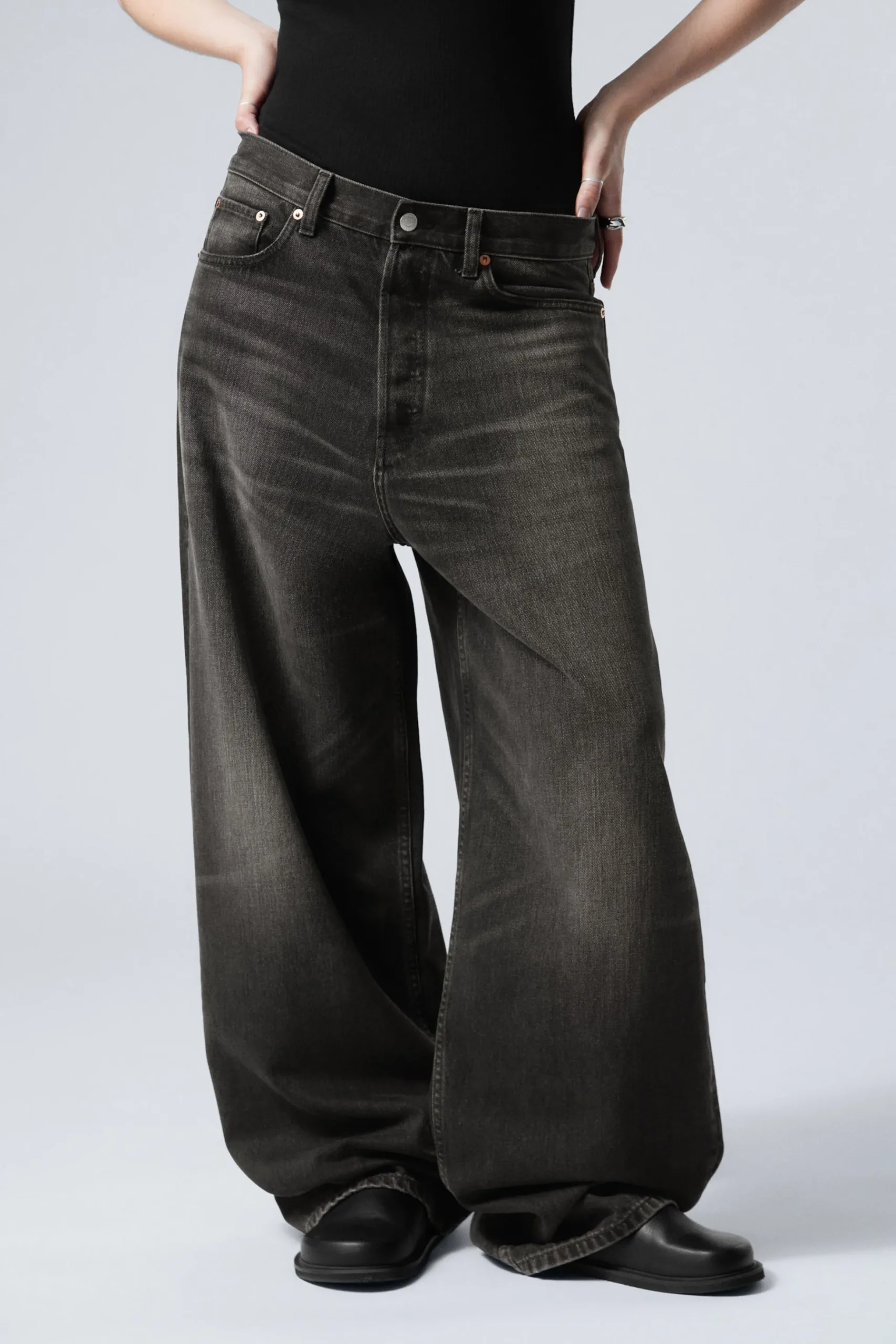 Weekday ASTRO LOOSE BAGGY LEG JEANS deep night black Cheap