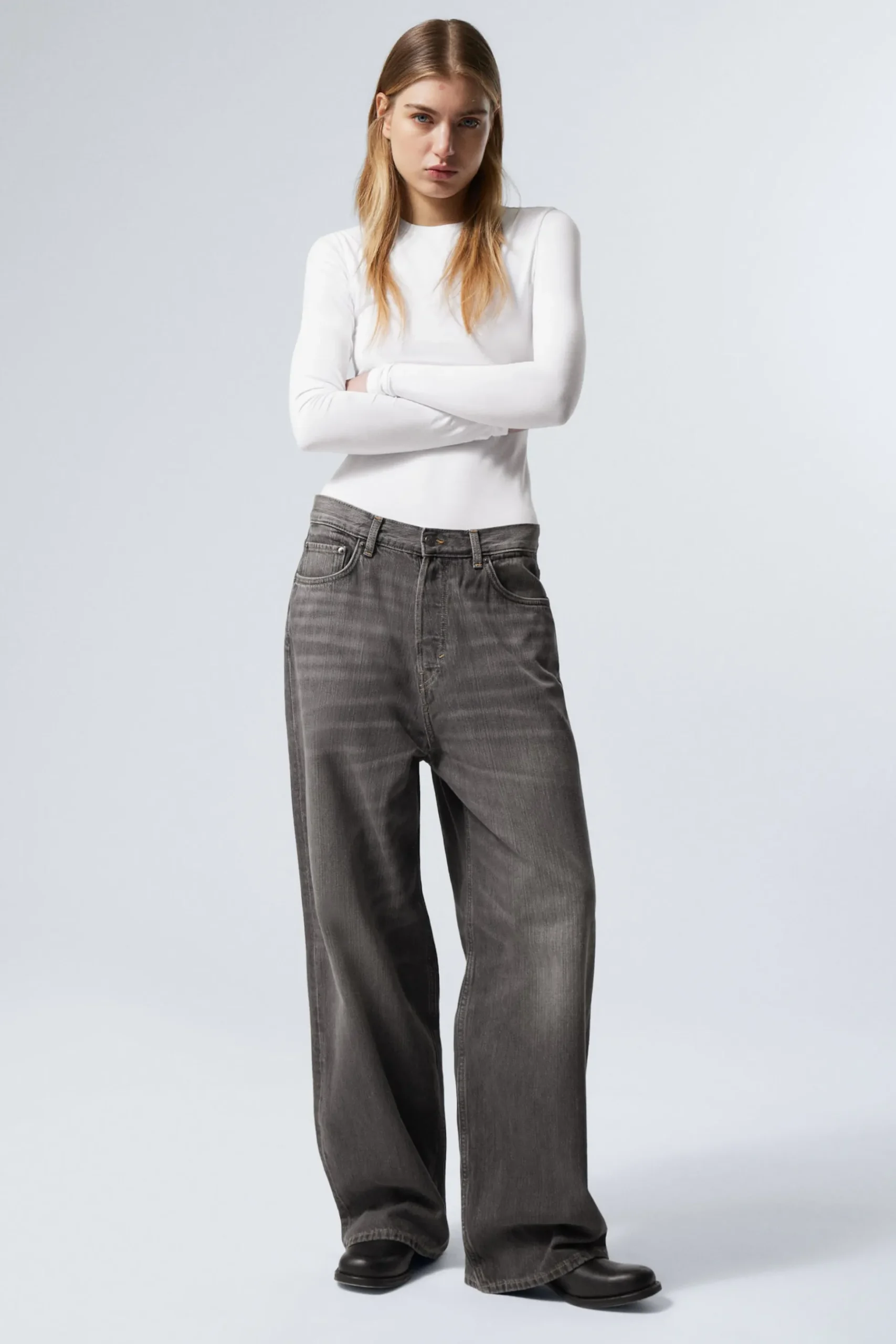 Weekday ASTRO LOOSE BAGGY LEG JEANS mine grey Flash Sale