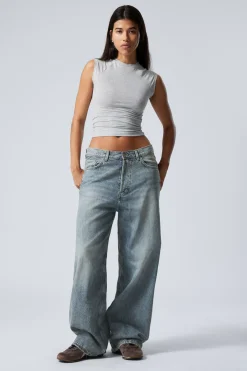 Weekday ASTRO LOOSE BAGGY LEG JEANS torn blue medium blue Online