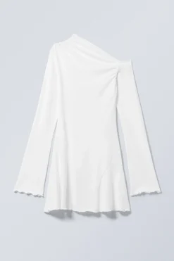 Weekday ASYMMETRIC COTTON MINI DRAPE DRESS white Best