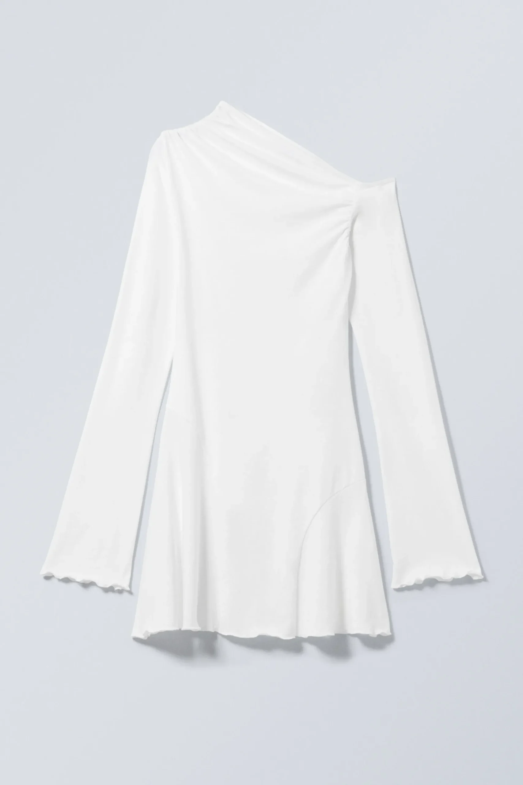Weekday ASYMMETRIC COTTON MINI DRAPE DRESS white Best