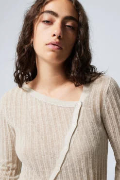 Weekday ASYMMETRIC LINEN BLEND CARDIGAN light dusty beige Clearance