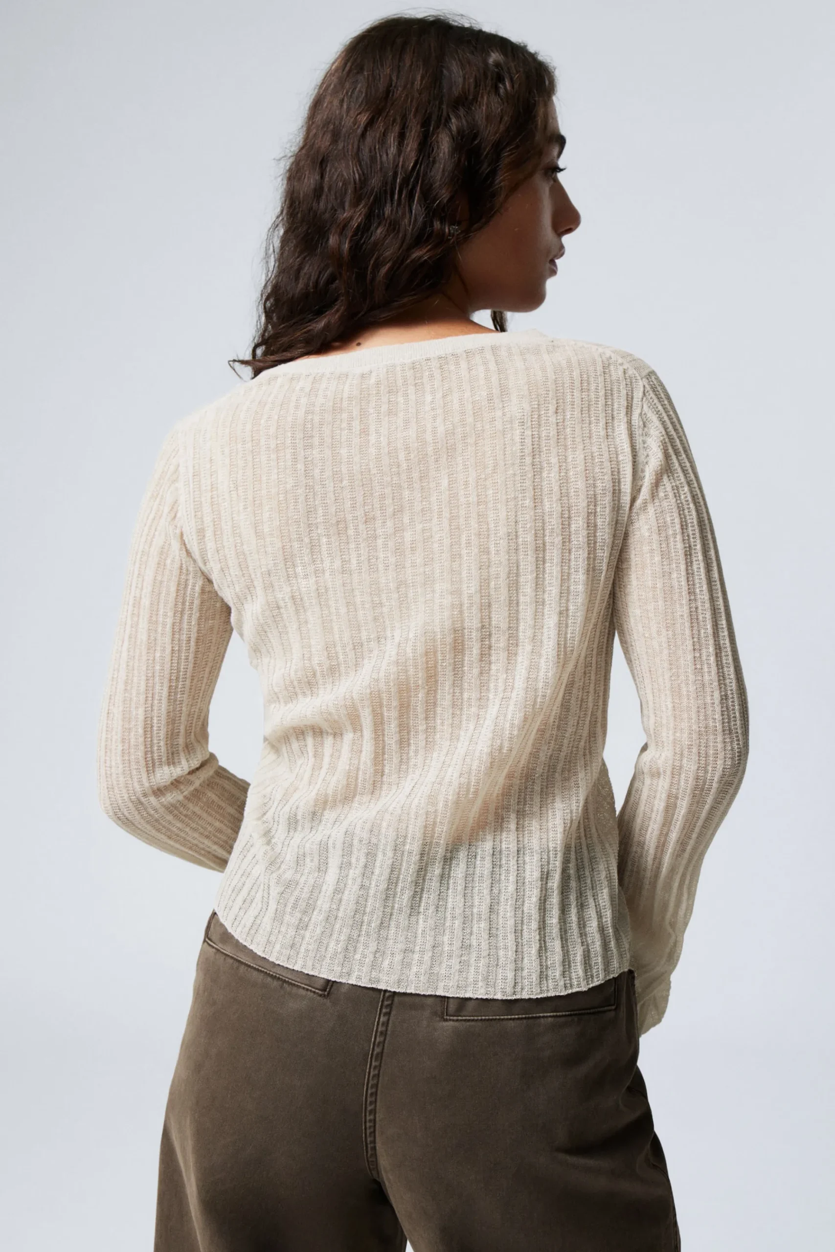 Weekday ASYMMETRIC LINEN BLEND CARDIGAN light dusty beige Clearance