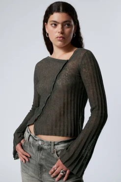Weekday ASYMMETRIC LINEN BLEND CARDIGAN dark grey New