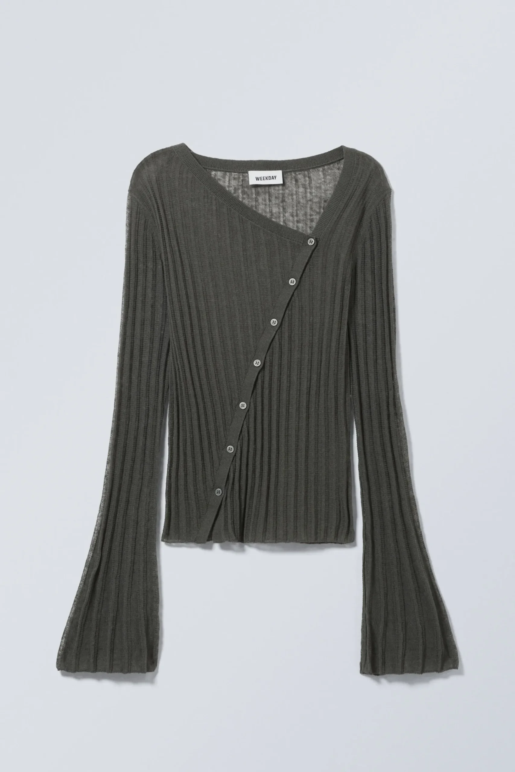 Weekday ASYMMETRIC LINEN BLEND CARDIGAN dark grey New