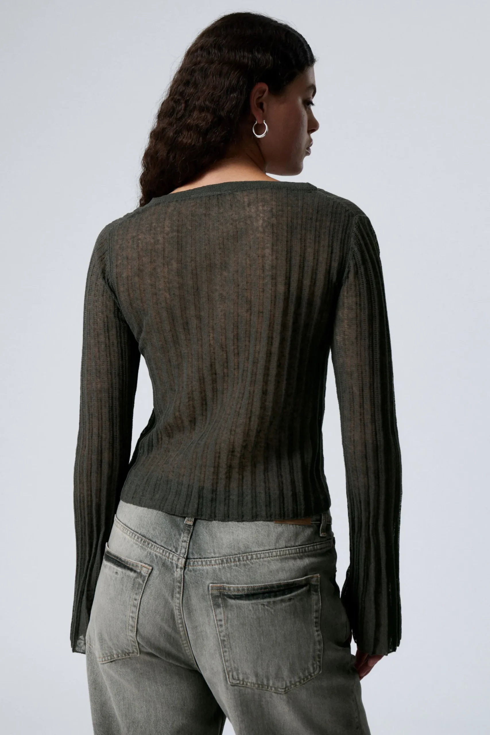 Weekday ASYMMETRIC LINEN BLEND CARDIGAN dark grey New